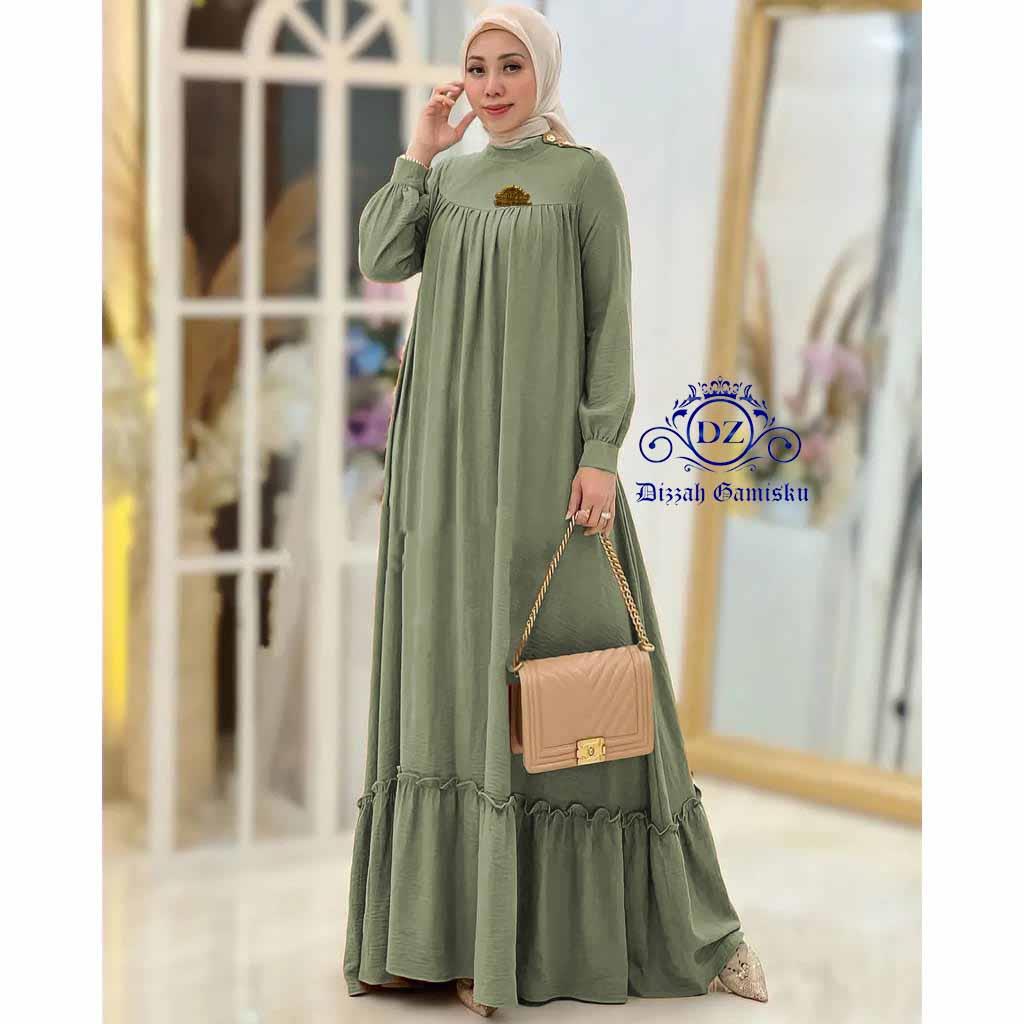 Najwa01 Store Pakaian Muslim Gamis Amola Maxy Dress Bahan Cringkle Airflow Model Terbaru Spesial Baju Lebaran