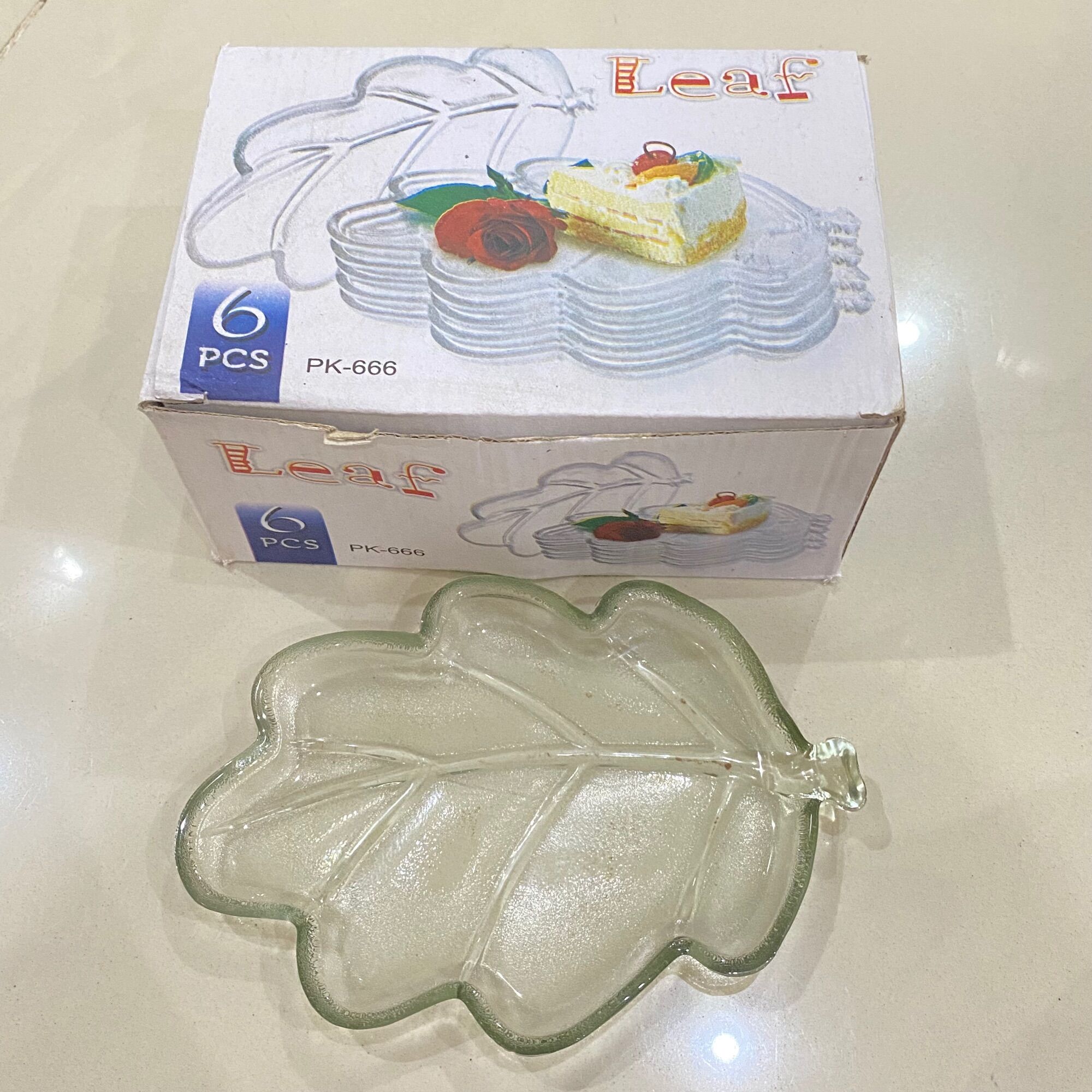 6 pcs mangkok piring daun leaf