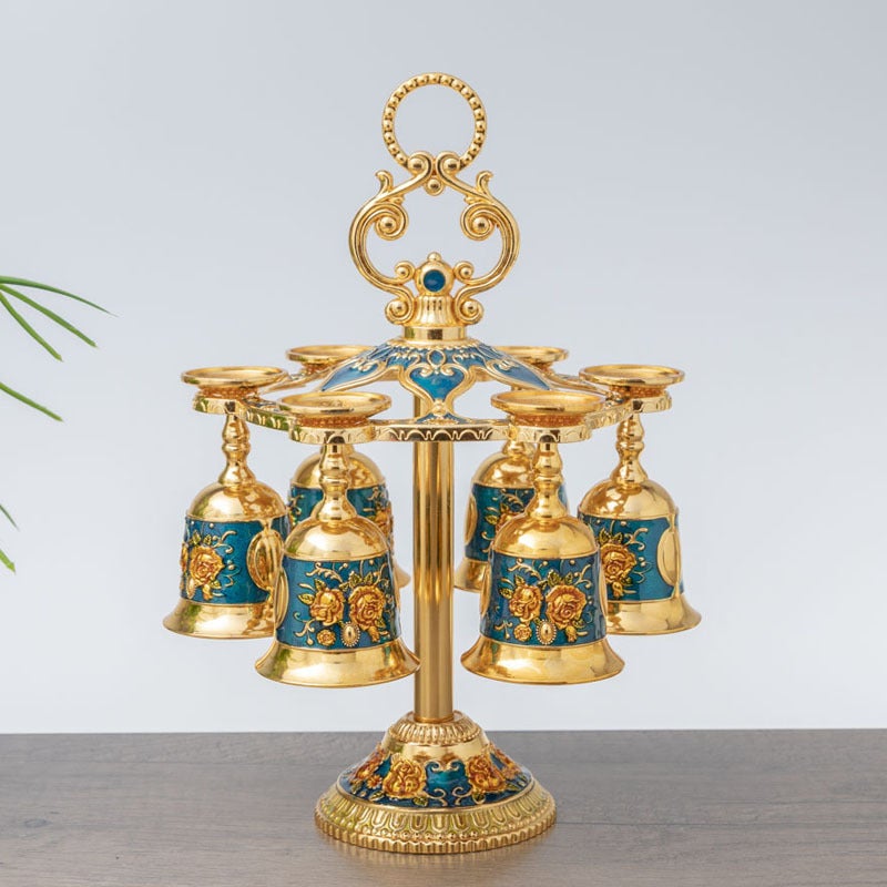 Mi.more Gelas Set 6 pcs Rak Gold Arabian Logam-Biru/Puith