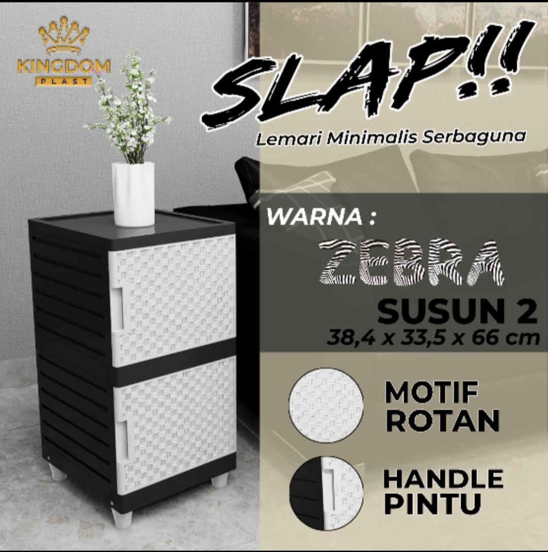 LEMARI PAKAIAN PLASTIK KINGDOM SLAP ZEBRA SWING 1 PINTU [KINGBOX]