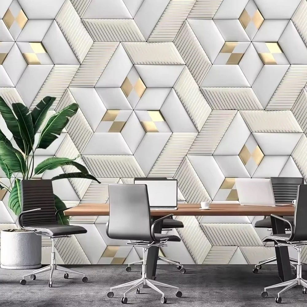 Wallpaper Dinding Wallpaper Sticker Ruang Tamu Motif Hexagonal 3D Panjang 8 Meter X 45 Cm