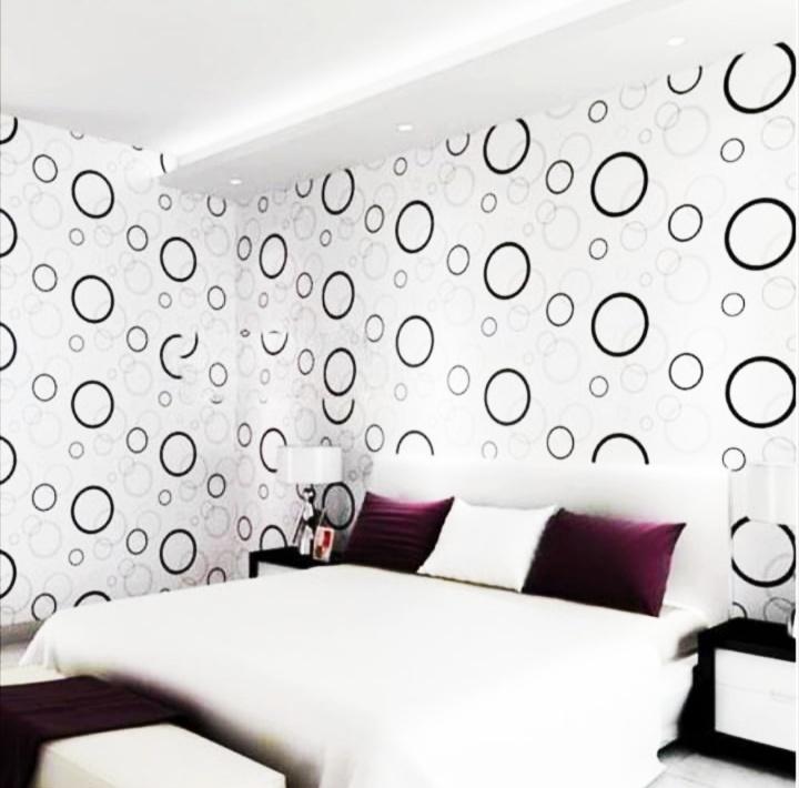 Wallpaper Dinding Stiker Walpaper Dinding GH006 / CY1047 POLKADOT BULAT HITAM PREMIUM QUALITY COD TERMURAH !