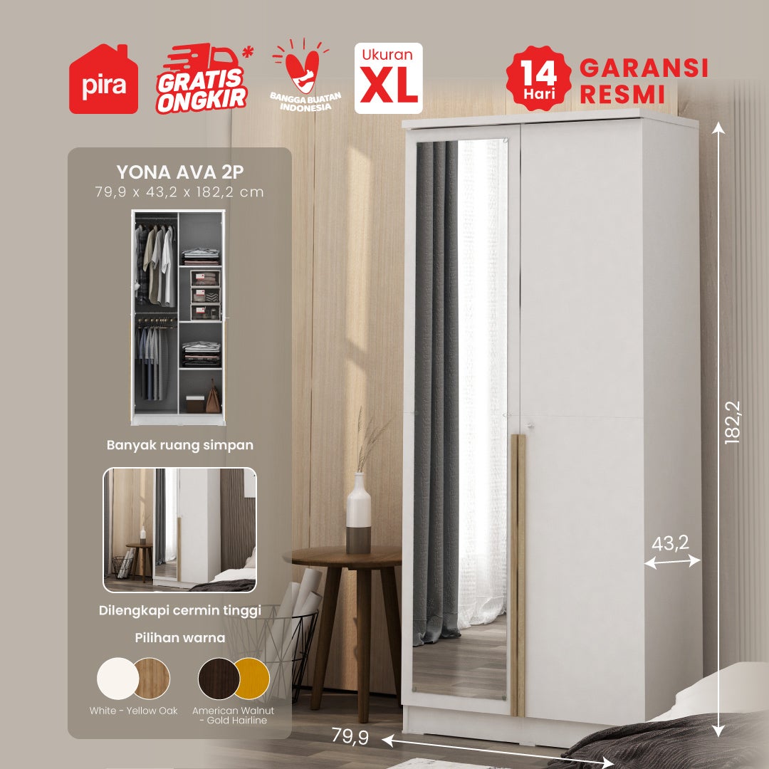 PIRA METROPOLIS - YONA AVA 2P Lemari Pakaian 2 Pintu