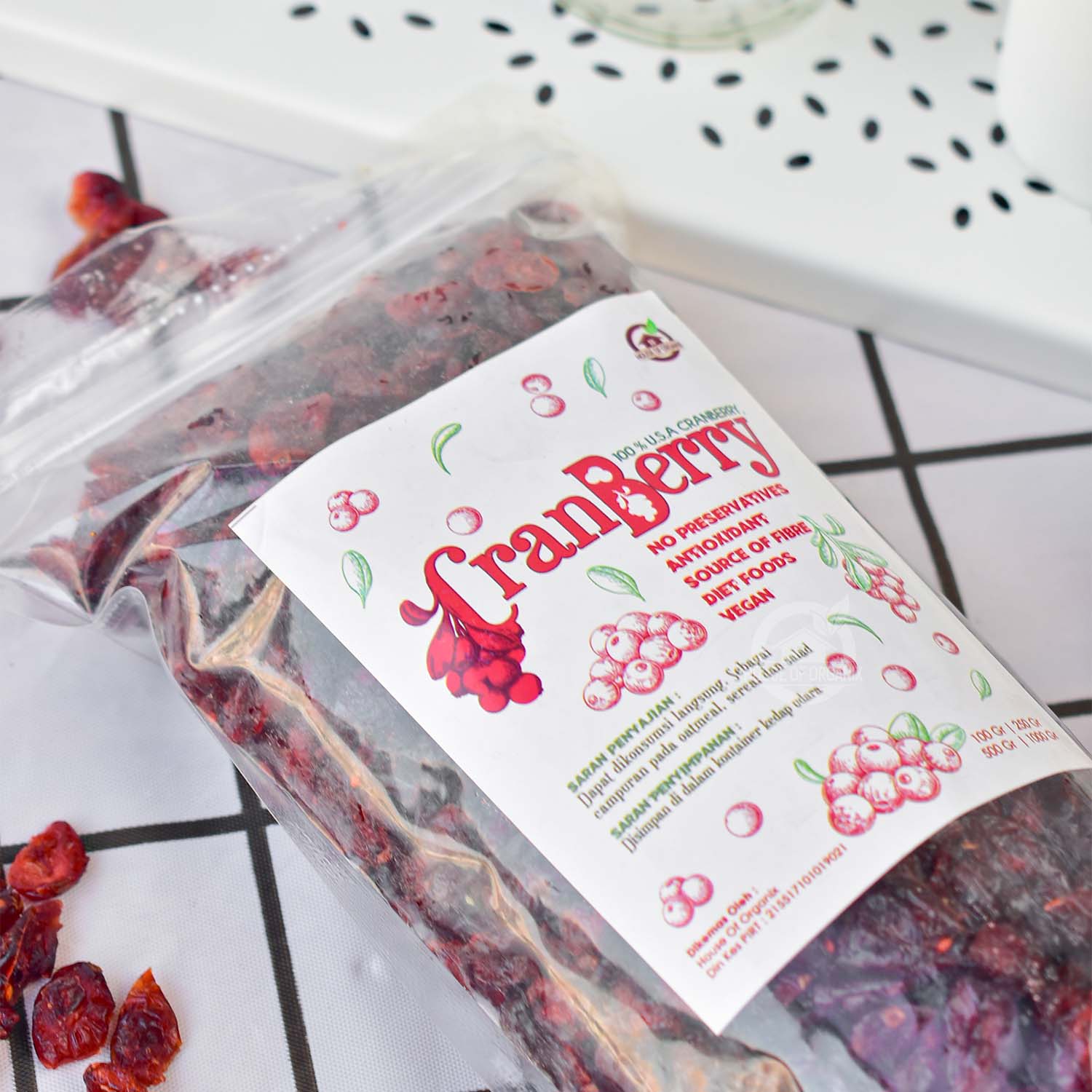 Natural Dried Cranberry (Cranberry Kering Alami) 1kg