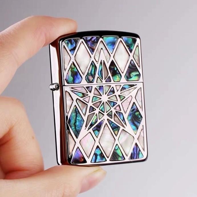 COD BOSKUHHH Korek Api Zippo Silver Ice Motif Bintang Premium Logo Zippo Lighter