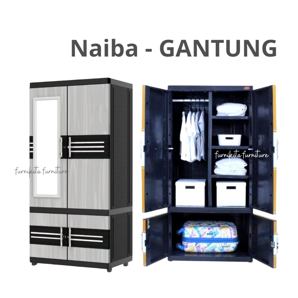 LEMARI PAKAIAN PLASTIK NAIBA FIT GANTUNG JUMBO KACA KUNCI [NABFIT]