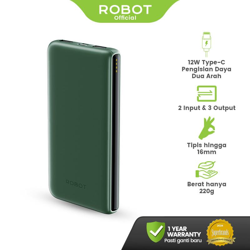 ROBOT [BEST SELLER PRODUCT UPGRADE] Powerbank Fast Charging 10000mAh 3 Output Dual Input Type-C Power bank RT180S Fast Charging 12W Android/iPhone - Garansi 1 Tahun