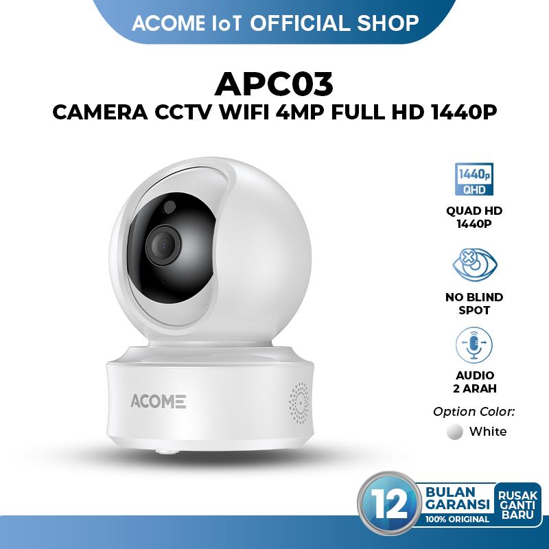 ACOME IOT Kamera CCTV APC03 | CCTV Indoor | Full HD 1440P | 4MP | Auto Deteksi Gerak | Rotasi 360° | Audio 2 Arah | Tetap Terang dalam Mode Malam