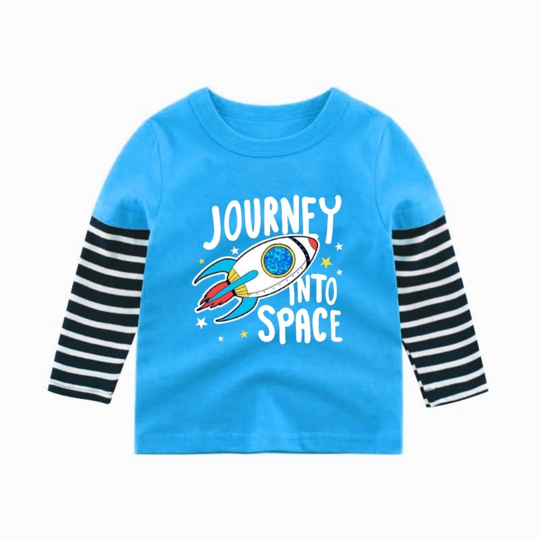 Baju Kaos Lengan Panjang Anak Cowok Cario Kids Atasan Kaos Anak Laki - Laki Lengan Panjang Atasan Salur Panjang Motif DTF Space 1-14 Tahun