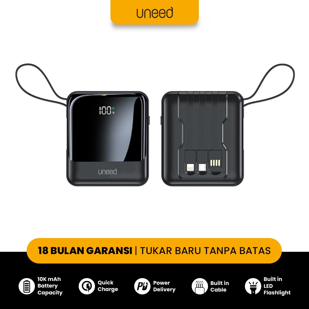 UNEED MultiBox DF10 Powerbank Built in Cable QC 10000mAh 22.5W- UPB244