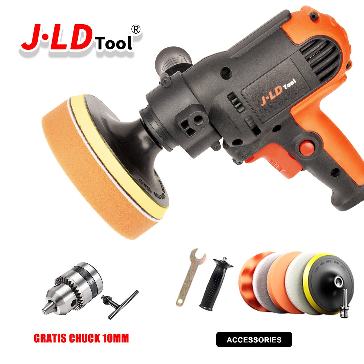 JLD Mesin Poles J3310 Mesin Polisher 350Watt Mesin poles body mobil lengkap Alat poles mobil lengkap murah 125mm 5Inch Mesin poles jld 3 in 1 Mesin ampelas body mobil Kecepatan Variabel 800-5000rpm