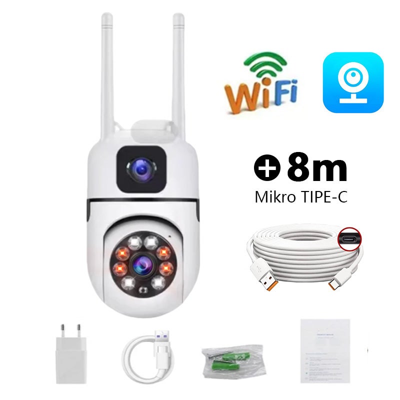 CCTV V380 Pro Dual Lens 8MP Wireless Wifi Bidirectional voice Outdoor Waterproof Camera Night Vision