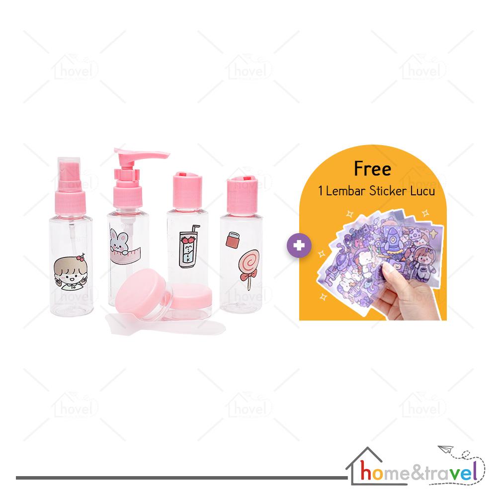 HOVELSHOP Botol Kosmetik Travel Set Sabun Cair Spray Pump Pink