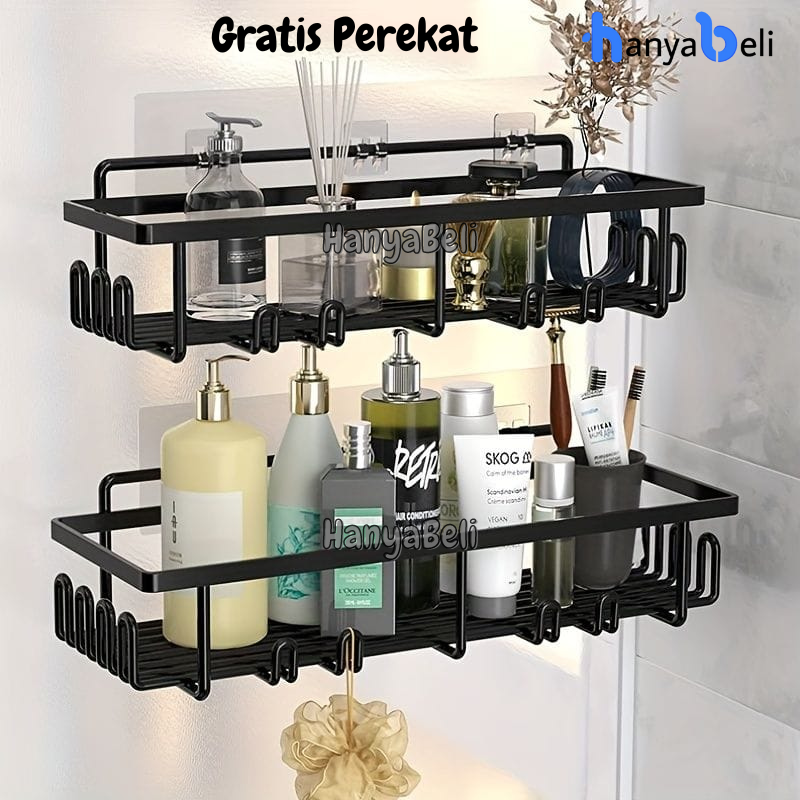 Rak Kamar Mandi Tempel Dinding Keramik Tanpa Bor Rak Persegi Gantung Tempel Dinding Kamar Mandi Bahan Besi