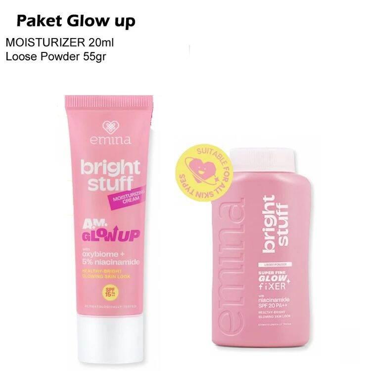 EMINA Paket Emina Bright Stuff Series Paket Lengkap Emina - Cleanser Facial Moisturizer untuk Perawatan Wajah