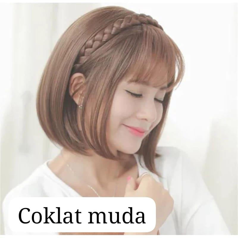 TOKOMUMER PONI BANDO KEPANG wig poni rambut palsu kepang tulang ikan hairklip bando poni korea K048