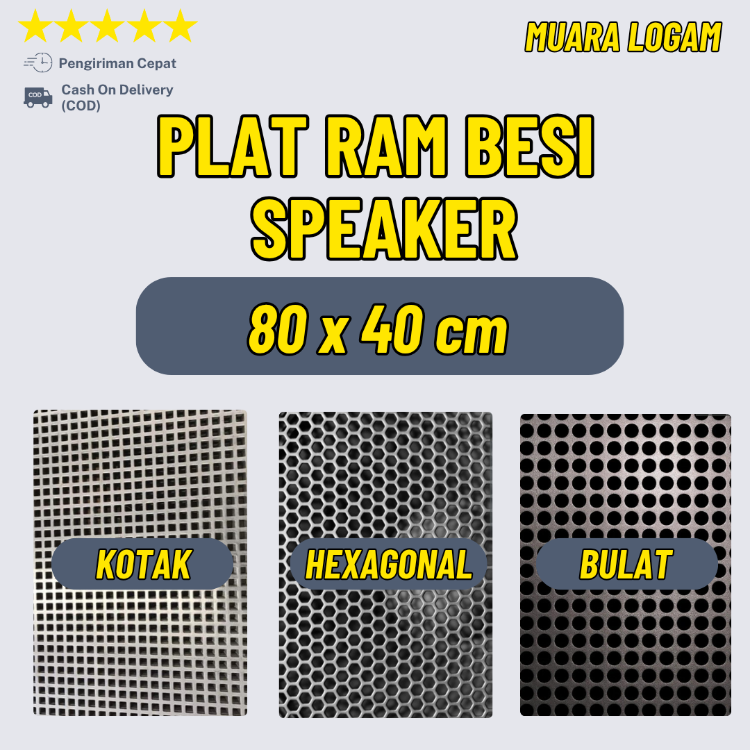80 x 40 cm | RAM Speaker Model Plat Besi Lobang Grill Speaker Mesh Cover Grill Pelindung Audio