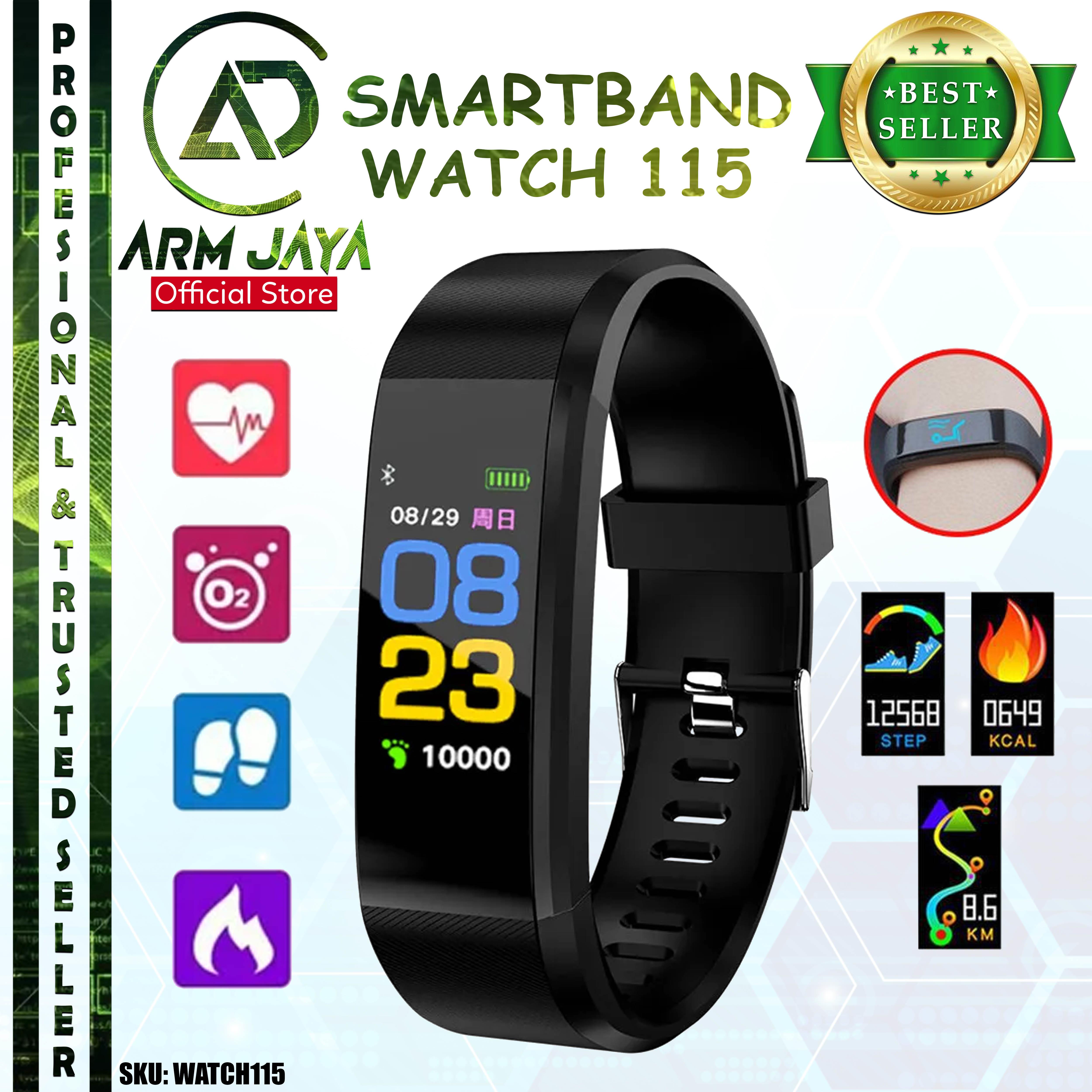 Jam Tangan Pintar Waterproof IP67 Smartwatch 115 Plus Smartband Fitness Tracker Olahrga Monitoring Langkah Detak Jantung