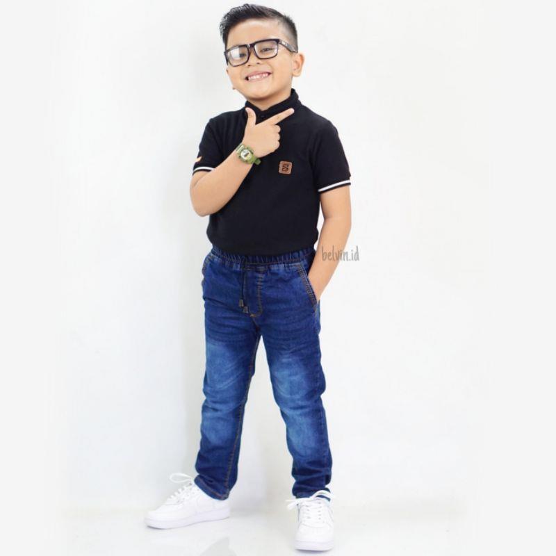 Gymbkids Celana Panjang Jeans Anak Laki Cowok Usia 3-11 TAhun Bahan Melar tebal