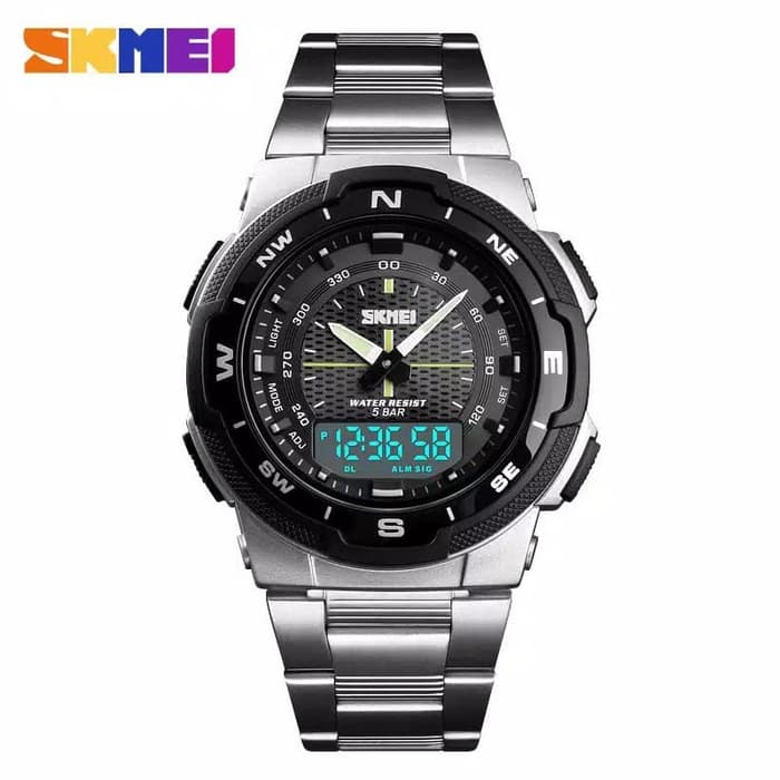 Jam Tangan Pria Digital SKMEI 1370 silver Water Resistant 50M