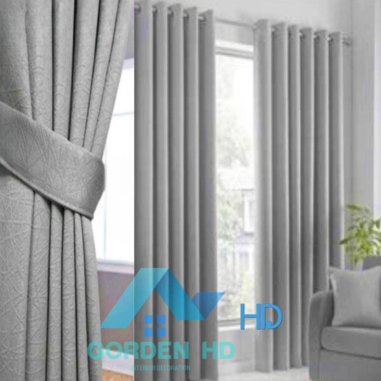 Gorden blackout polos biru muda hordeng jendela dan pintu kamar tirai minimalis sekat ruangan