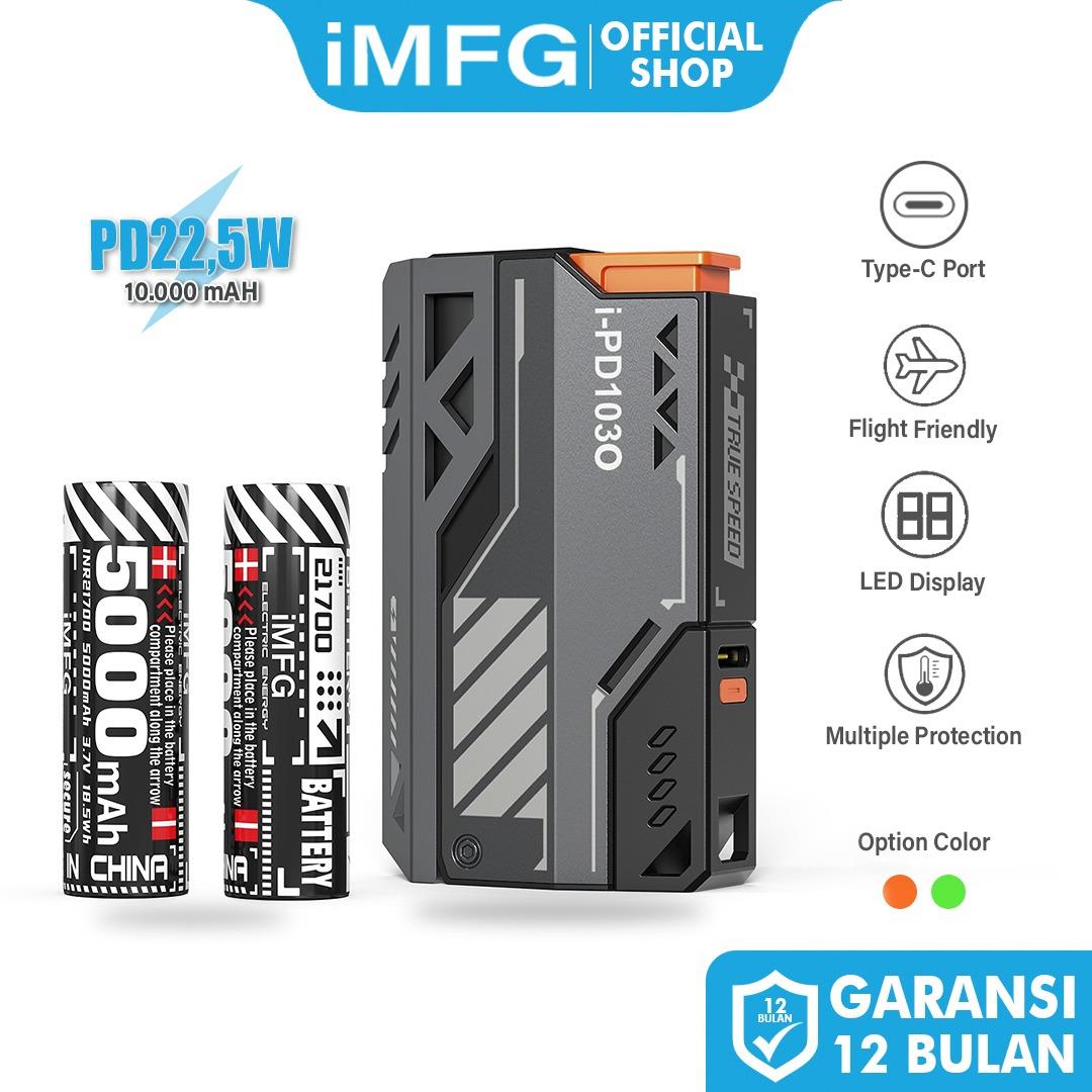 iMFG i-PD103 22.5w 10000Mah Portable Power Bank Two Batteries Mecha Style Lightweight Typc-C Replaceable battery