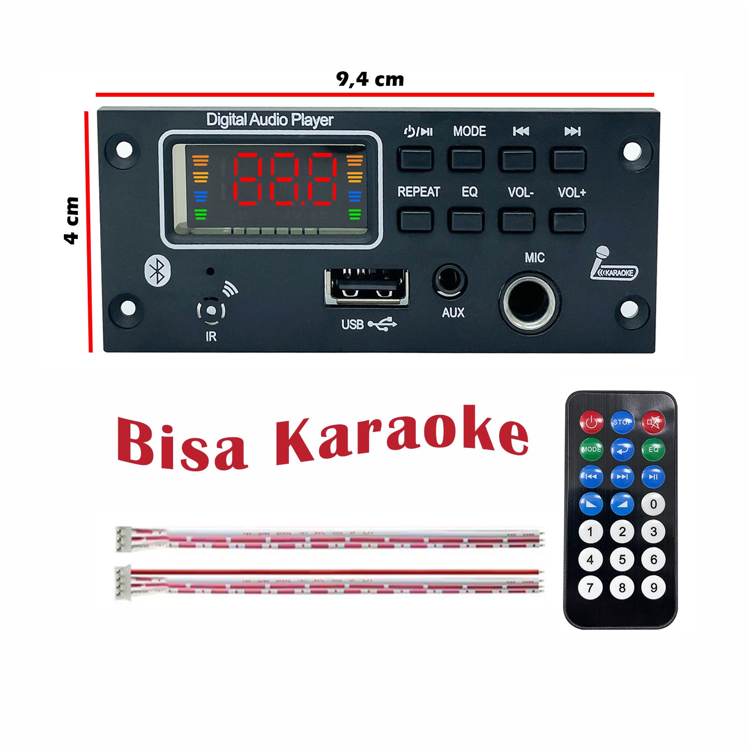 Modul MP3 Bluetooth Karaoke Hiburan Lengkap dengan Daya 5V-12V DC