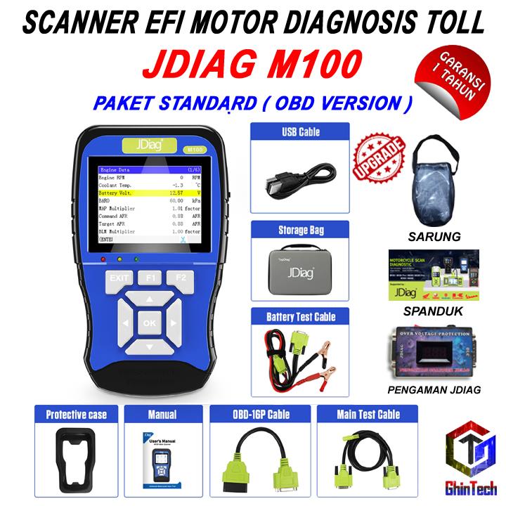 JDiag M100 Motor Scanner Function Diagnostic Tool Diagnosis M 100 Kesalahan OBDII ECU CO Motor Injeksi M-100 Scanner OBD2 Alat Diagnostik Sepeda Motor