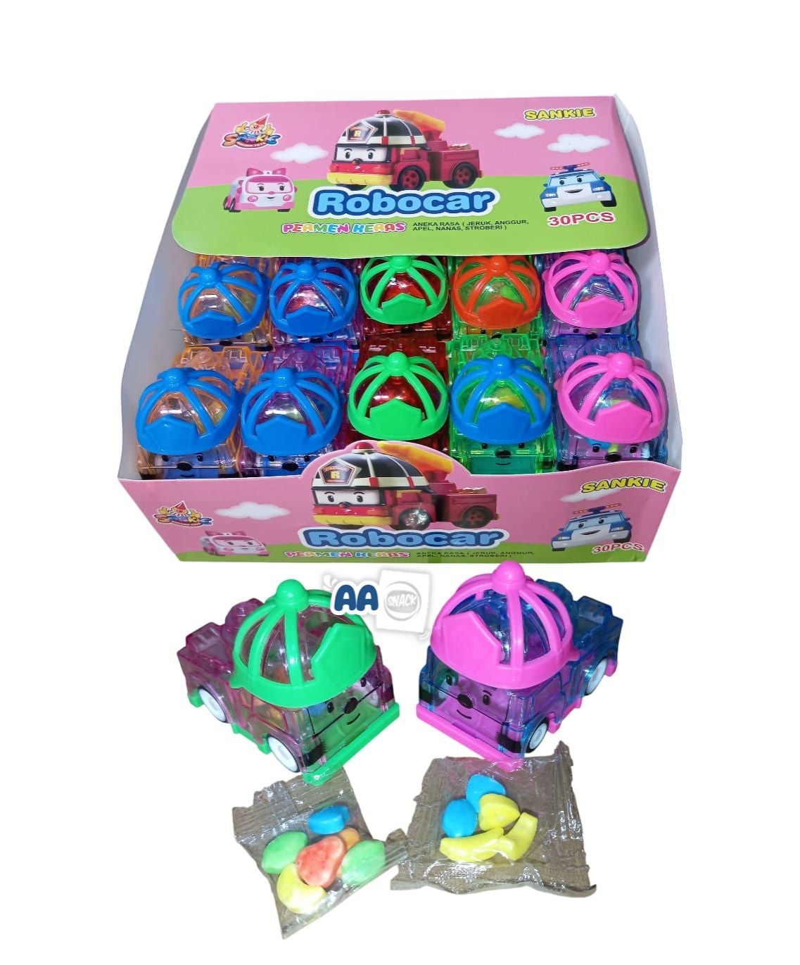 SANKIE PERMEN BENTUK ROBOCAR ISI 30