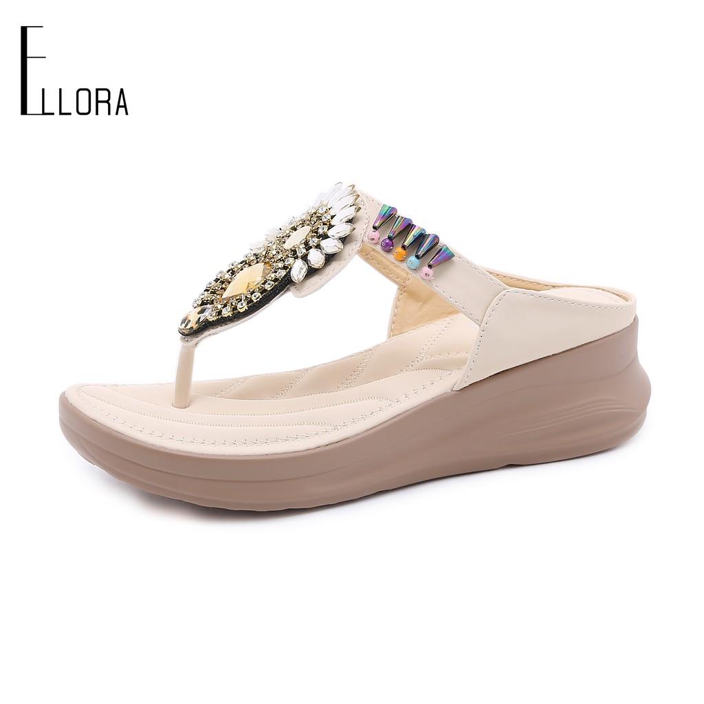 ELLORA EB 330-05 SANDAL WEDGES WANITA IMPORT TANPA TALI PREMIUM