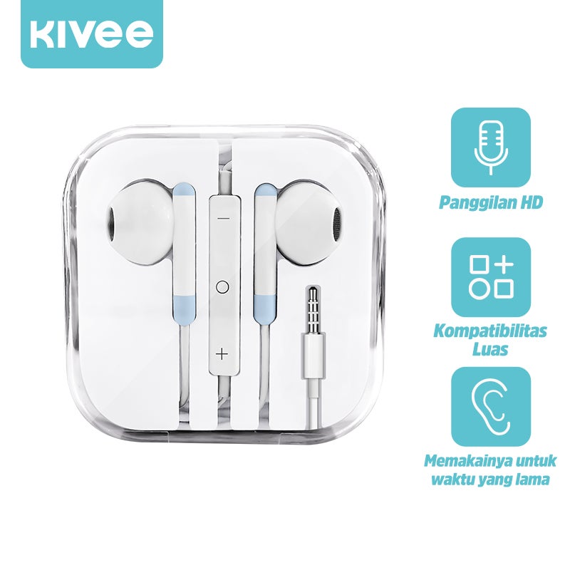 KIVEE Earphone hedset gaming In-Ear Headphone asli Super Bass Mikrofon ganda HD Kontrol kabel cerdas Antarmuka 3.5mm/TYPE-C/Lightning Cocok untuk ponsel dan tablet seperti