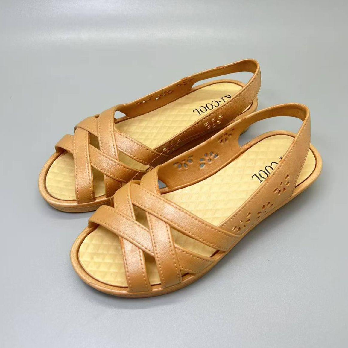 (Size 37-40) 7009 Sandal Wanita Wedges Flat Shoes Sandal Slip On Karet Lentur