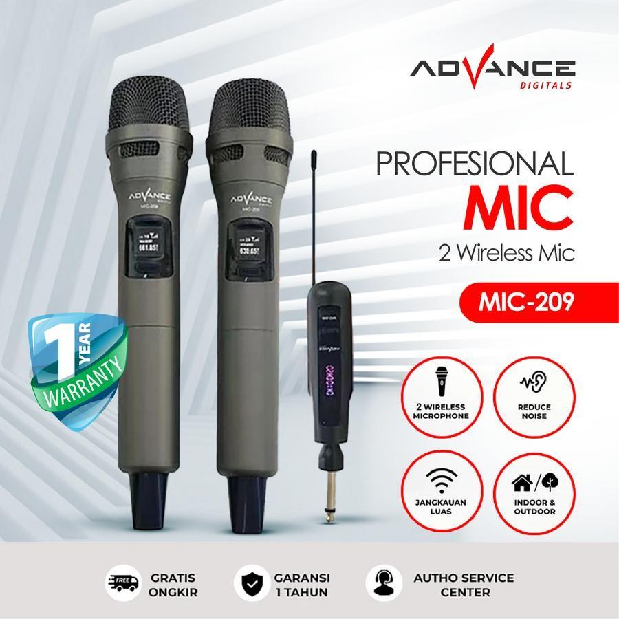 Advance Mic-209 Wireless Microphone Dual Microphone Garansi Resmi