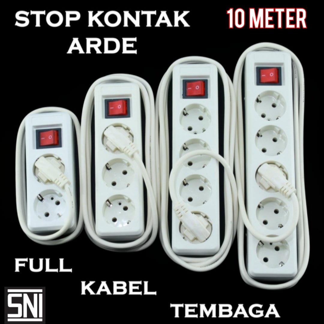 Stop Kontak Colokan 3 4 5 Lubang Panjang Kabel 15M 3M 5M 10M / Meter Kuningan SNI-Harga Grosir PROMO MURAH-
