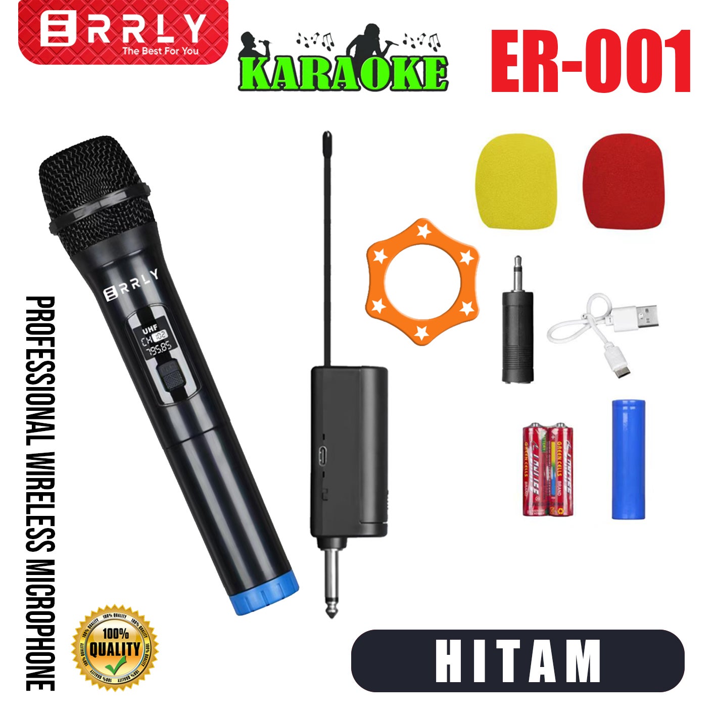 Microphone ER-001 Mic Single ER001 Wireless Profesional Microphone Mic 1 Tanpa Kabel