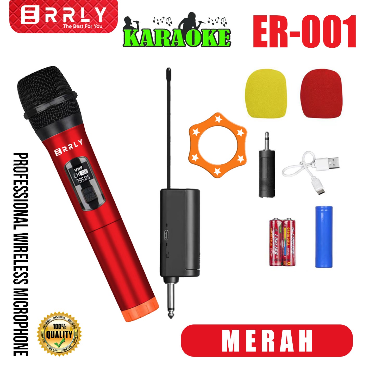 Microphone ER-001 Mic Single ER001 Wireless Profesional Microphone Mic 1 Tanpa Kabel