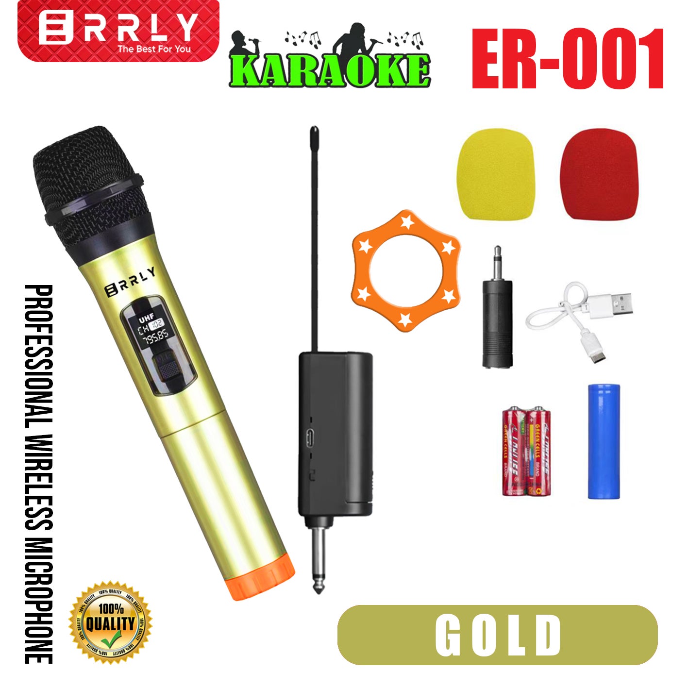 Microphone ER-001 Mic Single ER001 Wireless Profesional Microphone Mic 1 Tanpa Kabel