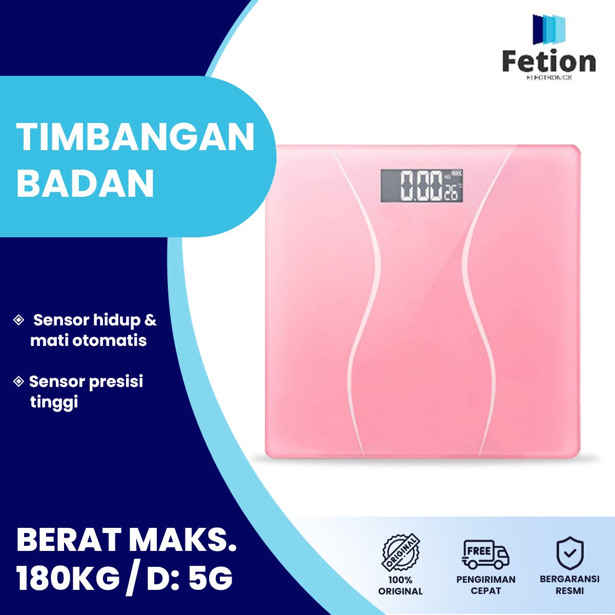 Timbangan Badan Charger USB Digital Kaca 180KG