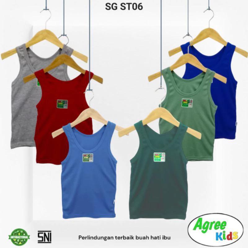 singlet anak laki laki agree paket 6 pcs bahan lembut menyerap keringat kaos dalam agree