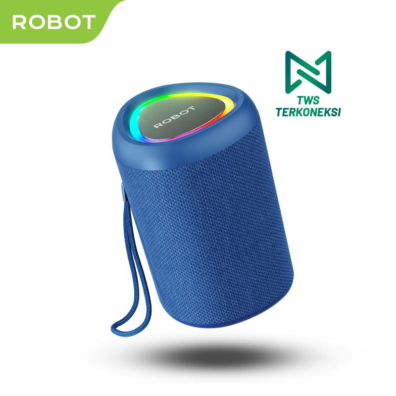 ROBOT Speaker Bluetooth 5.3 Super Bass 15W IPX7 Waterproof Tahan Air Baterai 4000mAh Playtime 20 Jam With RGB LED Dinamis Support TWS Stereo AUX TF Card Speaker Portable Outdoor RB120S Original - Garansi Resmi 1 Tahun