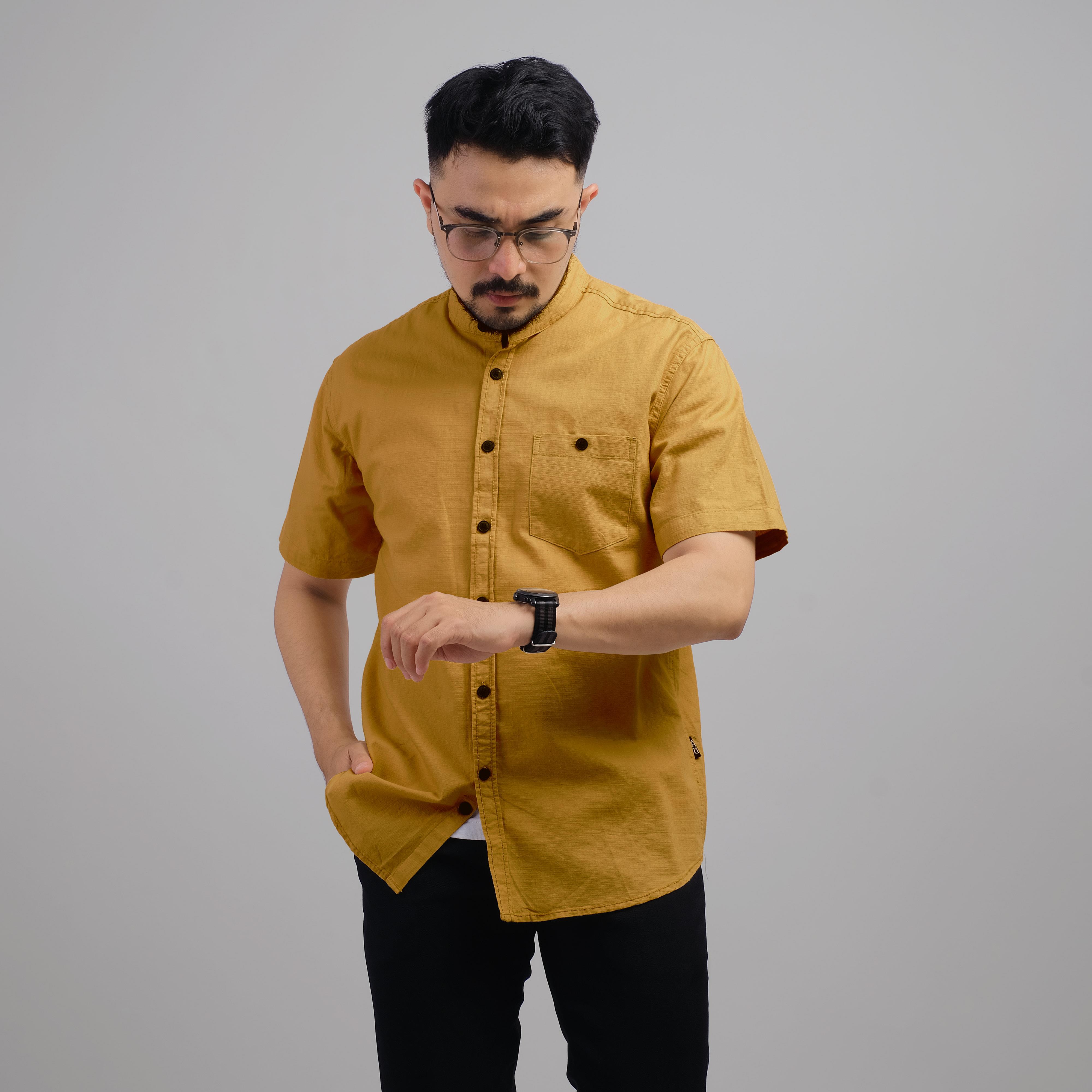 DGM Fashion Kemeja pria kemeja polos pria cigarette kemeja pria lengan pendek kemeja kerah collar 020 B