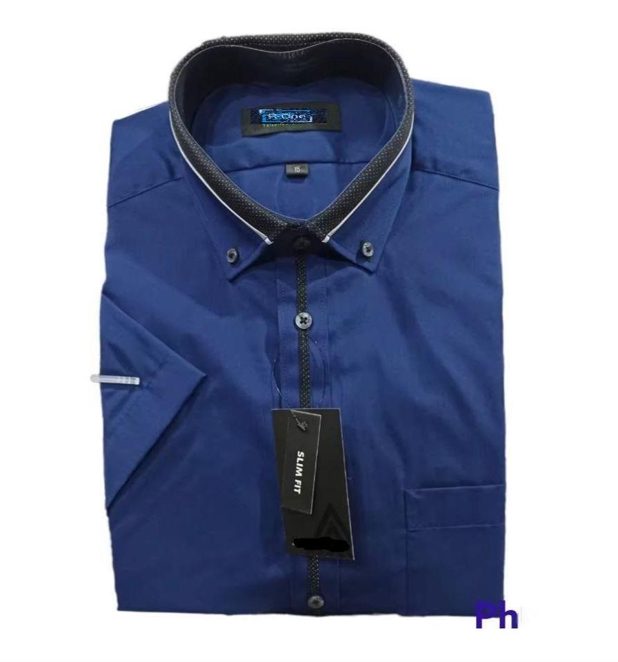 Kemeja Pria R-ONE & FIT Lengan Pendek Kerah List Warna Solid