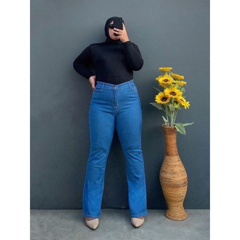 Celana Panjang Jeans Cutbray Wanita Jeans Cutbray Highwaist Premium jumbo 39-42