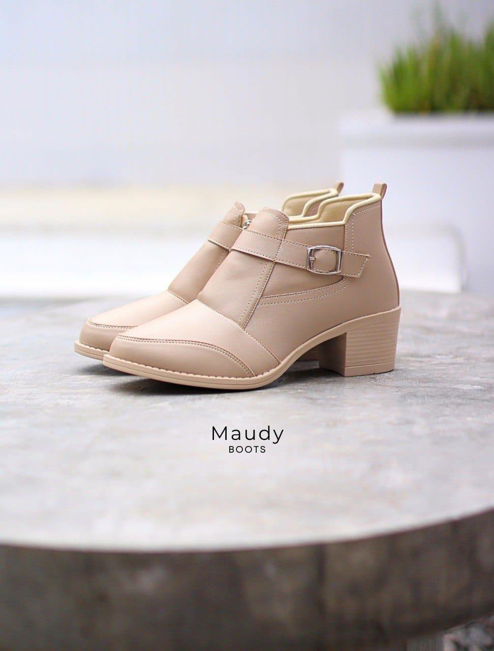 ONE LOVE MAUDY BOOTS LATTE 5 CM - SEPATU BOOTS WANITA MUSIM DINGIN WINTER TINGGI 5CM KOREAN STYLE
