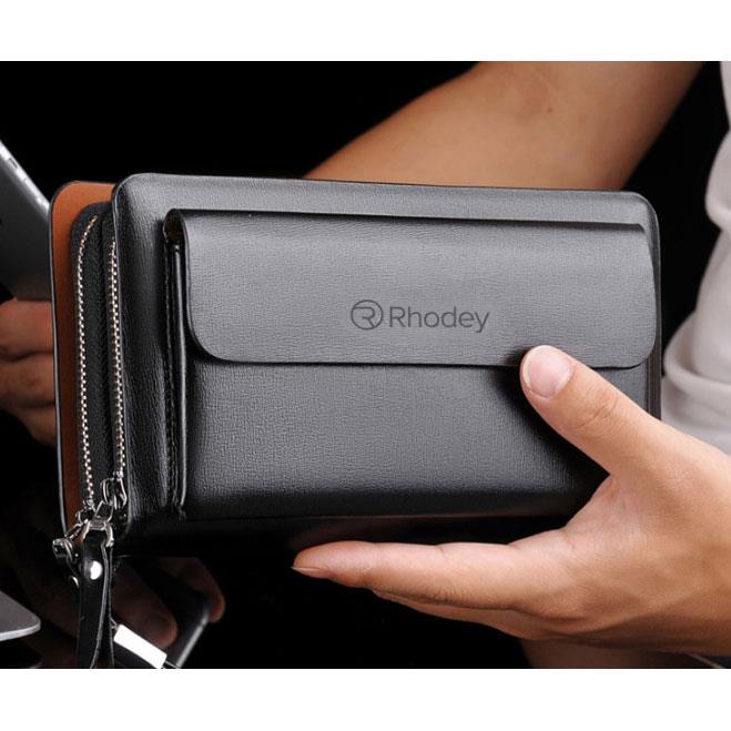 Dompet Tangan Clutch Kulit Panjang Genggam Resleting PU Leather Wallet Dual Zipper with Handle