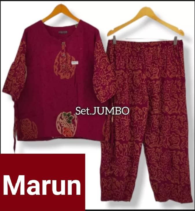 SET BATIK CELANA PANJANG JUMBO TERLARIS / SETELAN WANITA BATIK PEKALONGAN MODEL KEKINIAN MURAH / BAJU BATIK WANITA SATU SET CELANA PANJANG JUMBO TERBARU