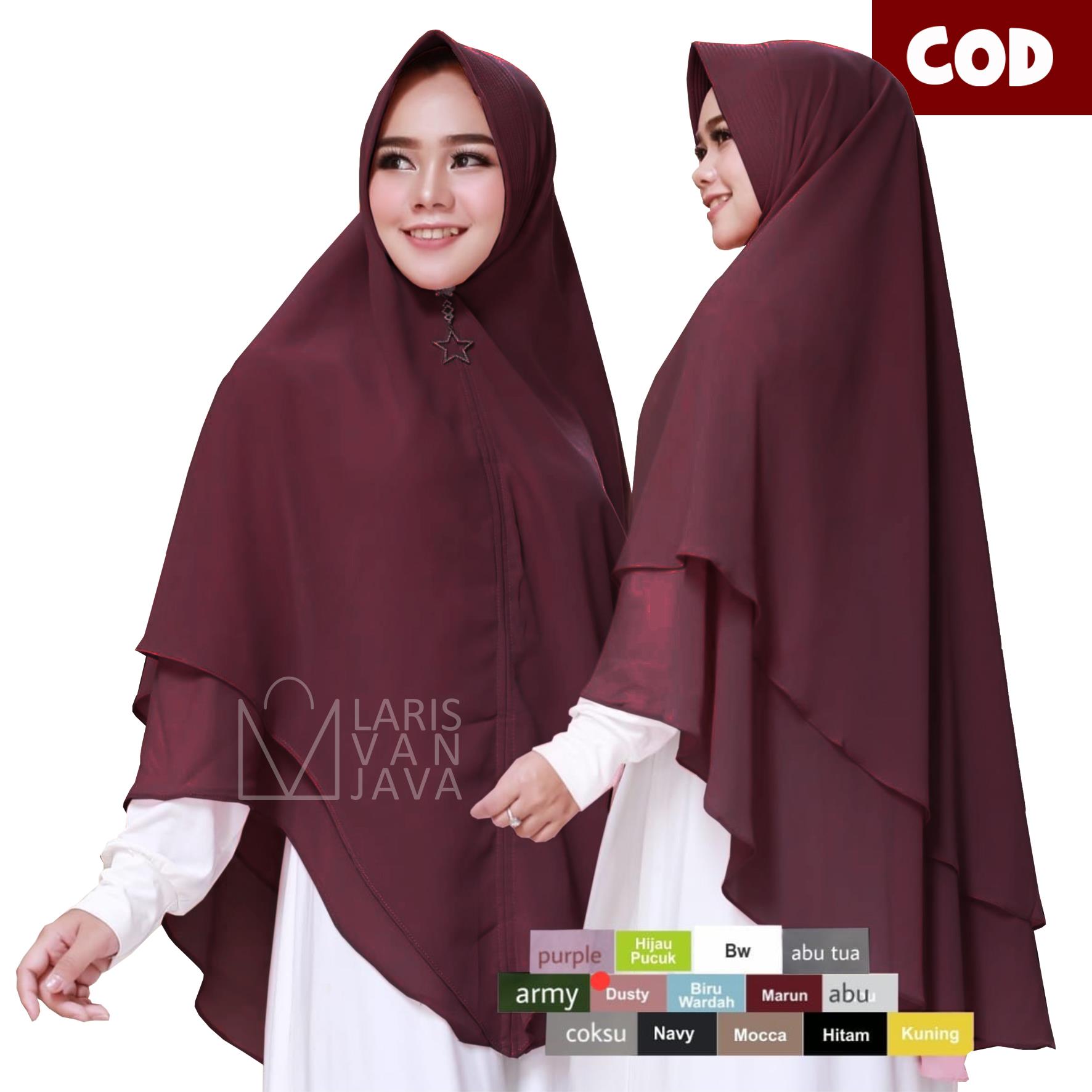 Kerudung Instan Khimar Aisyahbana Polos Jumbo Bahan Ceruty Babydoll 2 layer