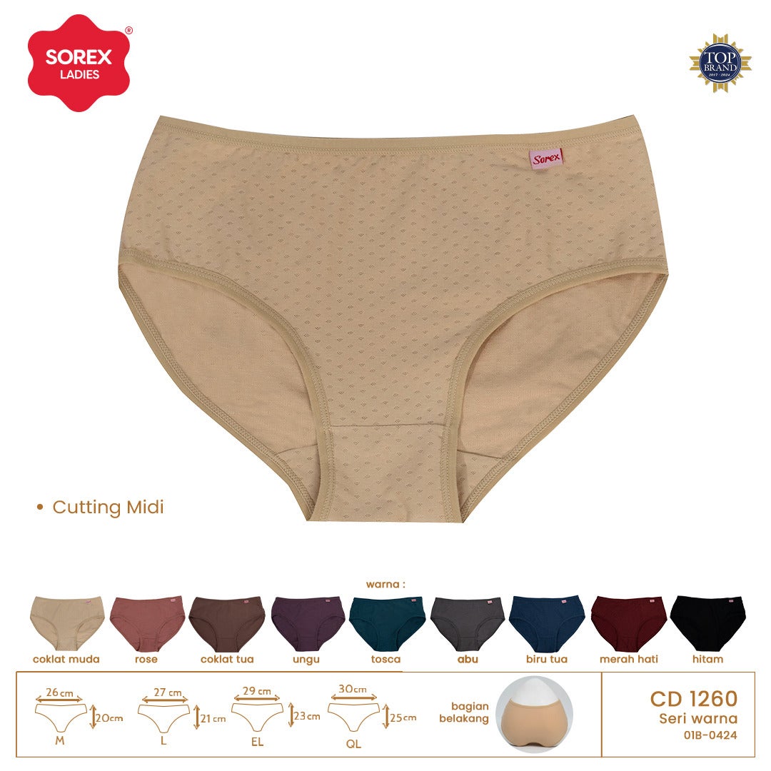 Sorex Celana Dalam Wanita Midi Basic Comfort Chic Adem Lembut Pori-pori CD 1260