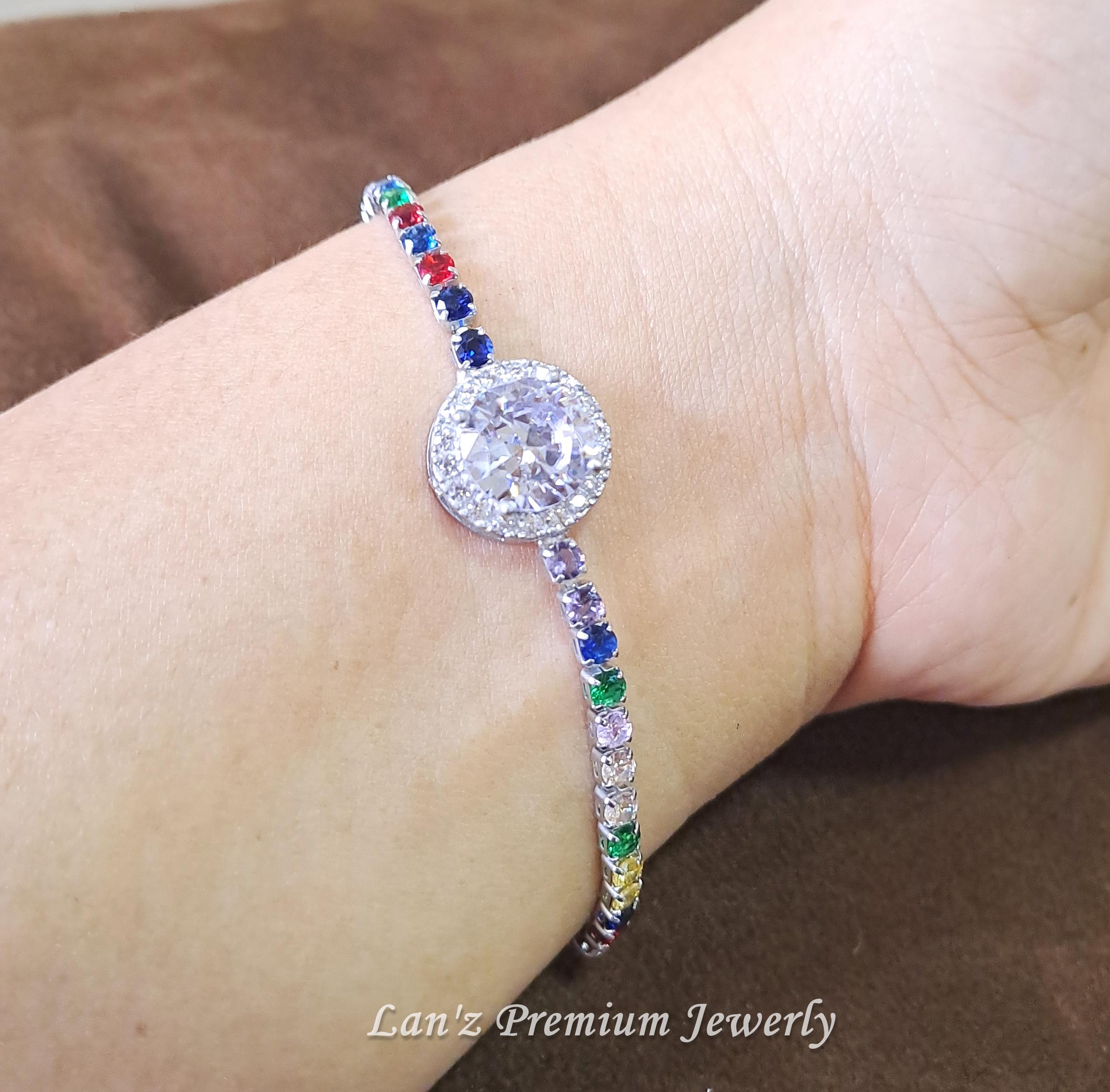 Gelang Berlian Yasmin Full Kristal Titanium 22K (emas perak )