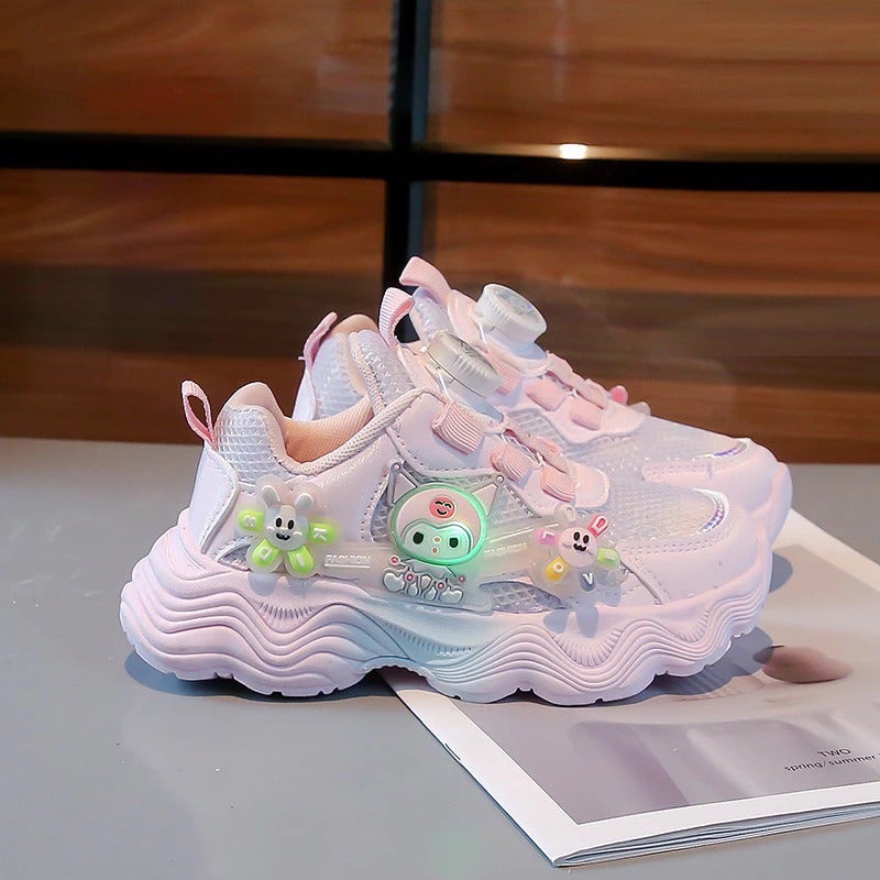 AXELINE - Sepatu Sneakers Anak Perempuan KUROMI FLOWER LED ROLLING spp118